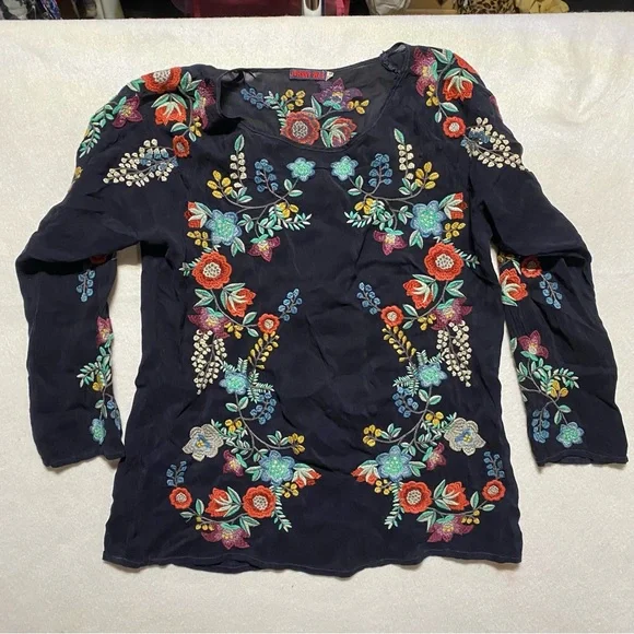 Johnny Was Kikimu Floral Embroidered Blouse XS - Picture 1 of 9